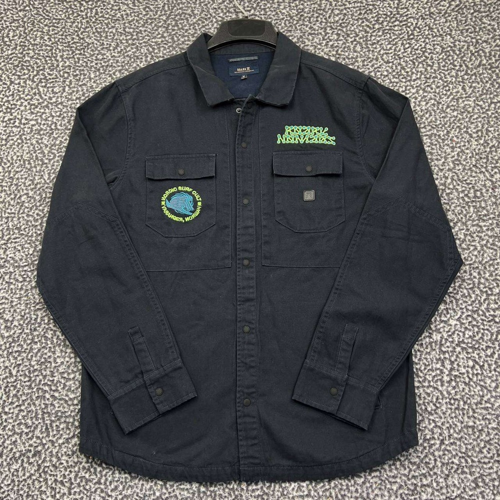Roark Hebrides Unlined Shirt Jacket Men Medium Black‎ Snap Button Cotton New M